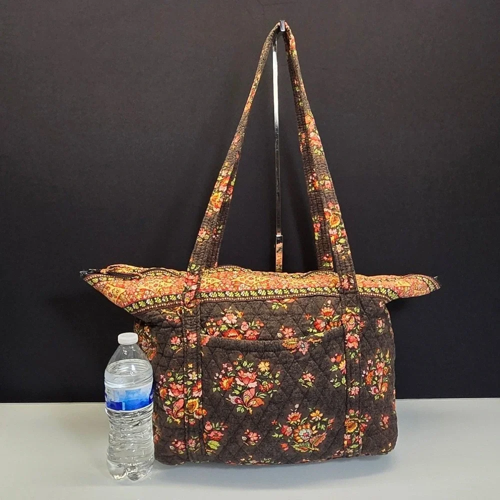 Vintage Y2K Vera Bradley Chocolat Floral Large Travel Tote Bag Quilted Weekender
